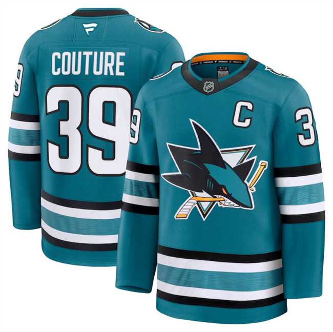 Mens San Jose Sharks #39 Logan Couture Teal 2024-25 Home Stitched Hockey Jersey Dzhi